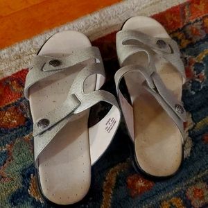 Silver, leather sandals